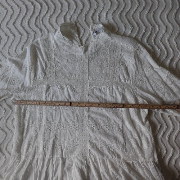 ZARA Broderie Anglaise and Lace XS White Top Embroidered 100% Cotton blouse - Picture 9 of 15